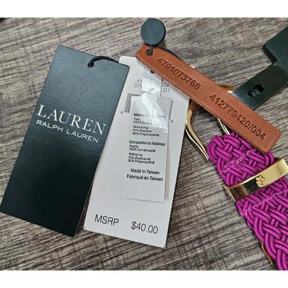 Lauren Ralph Lauren Spring 20 Fuchsia Women's Stretch Belt Size S - Picture 6 of 6